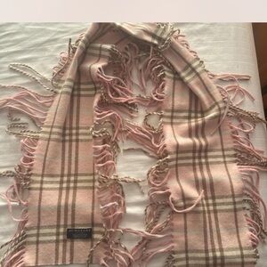Burberry Pink and Beige Checkered Scarf